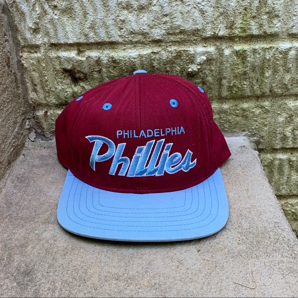 Vtg MLB Philadelphia Phillies Script Snapback Hat